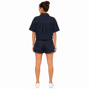 Ensemble short en jean pour femme de haute qualité, tenue d'été élégante avec tissu doux, coutures durables, coupe confortable pour un usage décontracté - Product Image 6