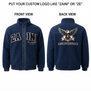 Men Polar <b>Fleece</b> Jacket 240g Navy Blue Warm Soft Fit Full Zip Jacket Printed Custom Logo Outdoor <b>Running</b> Jacket Waterproof - Product Image 1