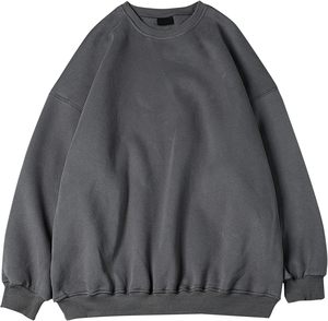 Oversized Streetwear Plain Sweatshirts Vintage <b>Mens</b> Sweatshirt Blank <b>Pullover</b> Without Hood Custom Acid Wash Logo Fleece - Product Image 1