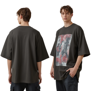 Men Oversized Graphic T-Shirt Skater Style Streetwear Loose Baggy Fit Short Sleeve O-Neck 320g Customized <b>Logo</b> Digital Print - Product Image 3