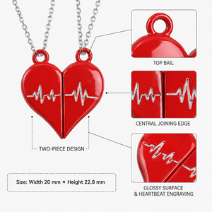 Collana Romantica con Ciondolo a Forma di <span class=keywords><strong>Cuore</strong></span> Spezzato in Lega, 2 Pezzi, per Regalo di Fidanzamento ODM - Product Image 4