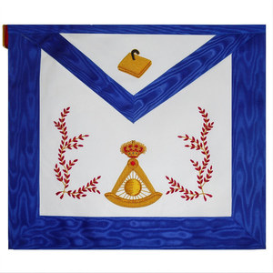 14th Degree Scottish Rite Apron Blue Hand Embroidery features premium black moire fabric - Product Image 5