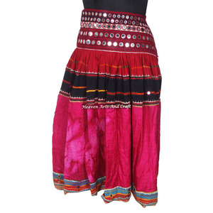 Real Vintage Banjara Embroidery Drawstring Skirt Real Vintage Fabric Boho Long Indian Banjara Skirt - Product Image 1