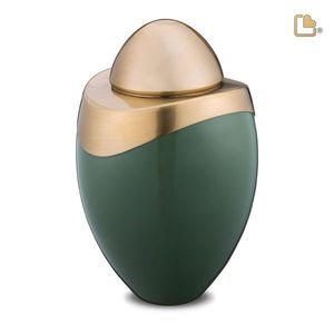 โกศใส่เถ้ากระดูกทองเหลือง โกศที่ระลึก ตกแต่งโต๊ะทำงาน สีเขียวทอง - Product Image 3