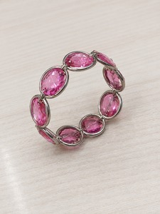 Anneau de serviette en cristal glamour, cercle rose, accessoire de table décoratif - Product Image 1