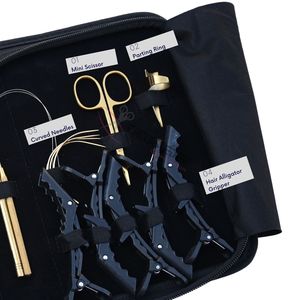 Professional Hair Extension Tools Kit Tape Press Plier Hook <b>Threader</b> Loop <b>Needle</b> Micro Ring 3 Hole Crimping Tool Hair Grippers - Product Image 3