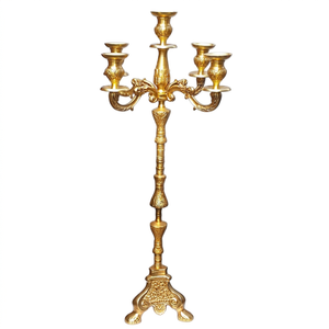 Candélabre Baroque Doré pour Centres de Table de Mariage, Décoration de Fête de Mariage Faite à la Main, Support de Bougie Sculpté à la Main à Vendre - Product Image 1