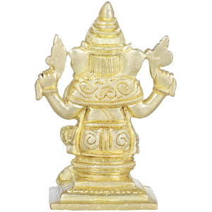 รูปปั้นพระพิฆเนศขนาด4นิ้วทำด้วยมือรูปปั้นทองเหลืองของชาวอินเดียทำด้วยมือ - Product Image 3