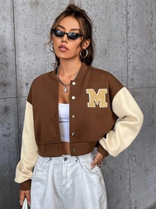 Veste courte pour femme style Letterman, personnalisable avec logo, service d'échantillonnage disponible, fabricant OEM - Product Image 1