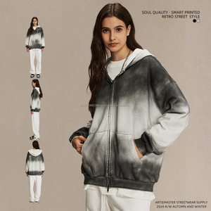 เสื้อฮู้ดแฟชั่นย้อนยุคของผู้ชายผ้าฝ้าย100% แบบสวมหัวเสื้อมีฮู้ดย้อมสีสกปรกซักหลวมบางโลโก้ตามสั่ง - Product Image 5