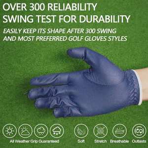 Gants de golf légers en cuir véritable avec sangle de poignet réglable pour une utilisation professionnelle et des entraînements quotidiens en extérieur - Product Image 3