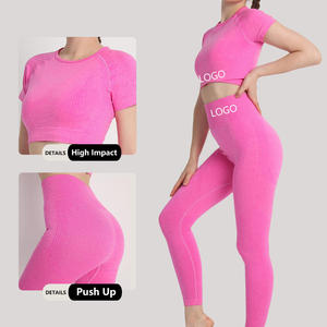 Professional Seamless Polka Dot Quick Drying Yoga Outfit for Women Short Sleeve Tops Shorts 2-Piece Summer Sports Running Wear - Product Image 3