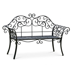 Weatherproof Powder Coated Wrought Iron European Design KHP Park <b>Bench</b> Custom Hand Forged <b>Metal</b> <b>Garden</b> Long Chair 2-Seater - Product Image 1