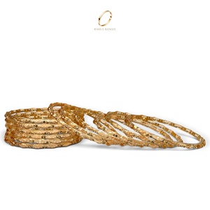 Ensemble de bracelets en verre goutte de pluie de Kasmir, or champagne, coupe cristal, pour femmes, collection de bijoux traditionnels indiens pour mariage. - Product Image 5