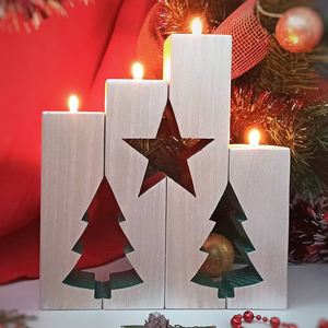 Bougeoir de noël en bois support de lampe de thé de table conteneur d'amour arbre de noël chandelier cheminée décoration saint valentin - Product Image 2