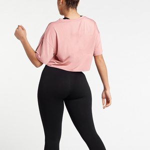 Camiseta deportiva de algodón al por mayor para mujer, top corto transpirable de manga corta para entrenamiento con OEM - Product Image 1