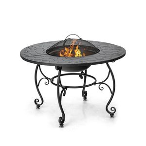 35.5 Feet Patio Fire Pit Dining <b>Table</b> with Cooking <b>BBQ</b> Grate Premium Outdoor Fire Pits - Product Image 1