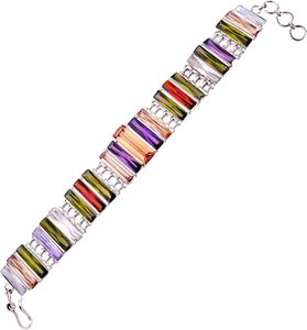 Nueva Pulsera de Cadena de Plata de Ley 925 con Gemas de Cuarzo Multicolor Geométricas para Mujer, Joyería Fina Clásica para Uso Diario - Product Image 6