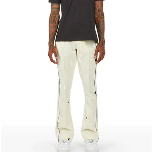 Pantalon évasé pour homme, mode décontractée, jambe large, non tissé, respirant, écologique, avec poches latérales, vente en gros - Product Image 3