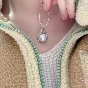 10-11MM Lustrous Edison Fairy Chain Super Thick S925 Pure Silver Simple & Atmospheric Fashionable <b>Pearl</b> <b>Earrings</b> - Product Image 4