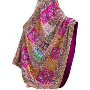 Exclusive Mirror Work Designer Premium Silk <b>Shawls</b> Handmade Embroidered <b>Wedding</b> Party Wear Fashion <b>Shawl</b> for Women Custom Logo - Product Image 1