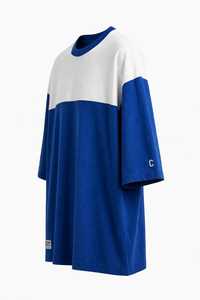 Camiseta Unisex Oversize de Manga Corta con Estampado Digital, Tejida, Anti-Pilling, Estilo Urbano, Azul y Blanco - Product Image 6