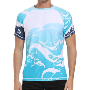 เสื้อรัดรูปป้องกันรังสียูวี แขนสั้น พิมพ์โลโก้ได้ตามต้องการ สำหรับผู้ชาย แห้งเร็ว ขายส่งแบบ OEM - Product Image 2