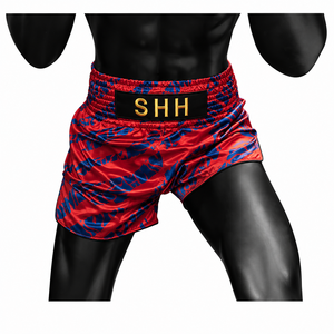 SHH Red Blue Printed Boxing Shorts Men's Satin Martial Arts Wear Regular Fit Quick Dry - Product Image 3