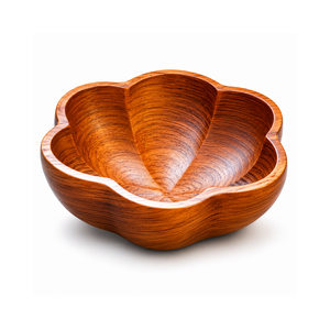 Handcrafted Flower Shape Acacia Wood Salad Bowl | Premium Wooden Serving Bowl for Fruits Snacks <b>Pasta</b> Kitchen Dining Home Decor - Product Image 1