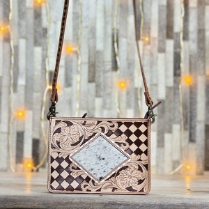Nouveau sac bandoulière en cuir Walla floral, motif à carreaux, style western, fermeture éclair, sac à bandoulière de haute qualité, personnalisé - Product Image 3