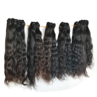 100% Remy pur jeune vierge naturel ondulé faisceaux de cheveux vendeur couleur noire fabrication indienne temple extensions de cheveux humains