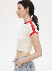 Camiseta de Verano Casual para Mujer, Corte Ajustado, Cuello Redondo, Manga Corta, Diseño Color Block, Tejido de Punto, 100% Algodón, Transpirable - Product Image 4