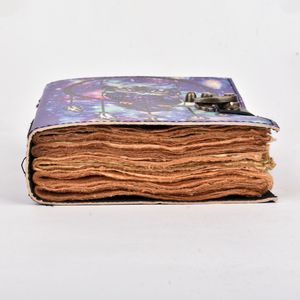 Colorful Galaxy Owl Dreamcatcher Leather Journal With 100 Pages | <b>A5</b> Lock <b>Diary</b> Boho Cosmic Theme Writing Notebook Gift Journal - Product Image 4