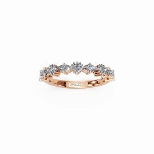 Bague demi-éternité de luxe en or 10K 14K 18K ou argent 925 935, plaquée rhodium, avec diamant de laboratoire taille marquise, pour femme, idéale pour un mariage - Product Image 2