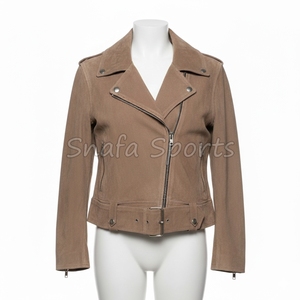 แจ็กเก็ตหนังนิ่มผู้หญิง, แจ็กเก็ตหนังกลับสไตล์คลาสสิกน้ำหนักเบาแจ็กเก็ตหนังคาวเกิร์ลใส่สบาย - Product Image 3