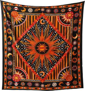 Tapiz Mandala Hippie con Diseño de Sol y Luna Ardientes, Decoración de Pared Bohemia India, Geométrica Intrincada - Product Image 4