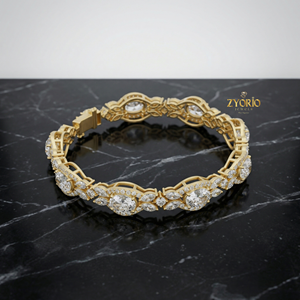 Pulsera de Cadena de Plata de Ley Chapada en Oro con Diamantes Cultivados en Laboratorio de Lujo, Diseño Clásico con Brillo Brillante - Product Image 1