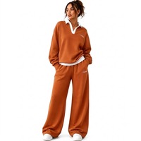 Haut à manches longues avec col rugby, short ample à jambes larges, ensemble coordonné, doux, confortable et de qualité supérieure