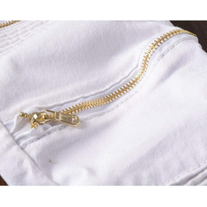 กางเกงยีนส์ทรงสกินนี่ขาดๆ สำหรับผู้ชาย สไตล์นักขี่มอเตอร์ไซค์ แต่งซิปและกระเป๋า  แฟชั่นกางเกงยีนส์ - Product Image 4