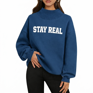 Sudadera de cuello alto oversize de algodón polar con efecto lavado a la nieve, cálida para invierno, estilo casual urbano, con aspecto vintage desgastado. - Product Image 1