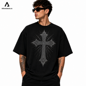Camiseta Extra Grande Personalizada con Pedrería Completa para Hombre |   Camiseta Gráfica de Lujo Estilo Hip Hop, Fabricante OEM ODM - Product Image 2