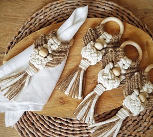 Anillos de servilleta de macramé - decoración de mesa estilo rústico para cenas festivas - Product Image 2