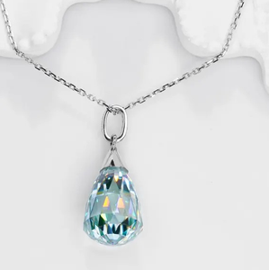 Collar y Colgante con Diamante Moissanite Azul Briolette - Product Image 4