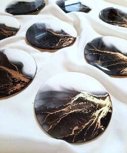 Premium Quality Resin Coaster Set For Dining <b>Table</b> Office Desk Drink <b>Protection</b> With Stylish Contemporary Decorative Appearance - Product Image 5