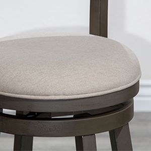 Sgabello girevole da 24 pollici con finitura grigia stagionata con rivestimento in tessuto Beige per mobili da sala da pranzo - Product Image 6