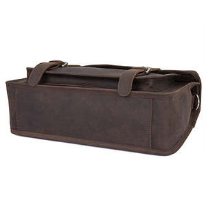 Mens Leather Crossbody Bag Leather Briefcase Sleek Urban Work <b>Tote</b> with Multi <b>Zip</b> Storage Professional Laptop Carry Case - Product Image 3