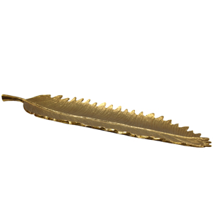 Plato de Servir de Aluminio Fundido en Forma de Hoja para Vajilla, Niquelado Brillante, Hecho a Mano y Personalizado - Product Image 2