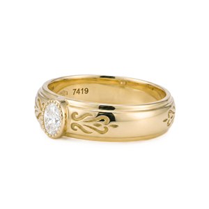 18K Solid <b>Gold</b> Milgrain Bezel <b>Set</b> Oval Engagement <b>Ring</b> Wholesale Oval Cut Lab Grown Diamond Vintage Love Band Handmade <b>Gold</b> Band - Product Image 4