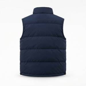 Chaqueta sin mangas acolchada azul marino para hombre, con cuello alto y cremallera, para invierno, ropa de calle, personalizada, marca privada, OEM - Product Image 2