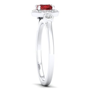 REYES New Design 14K White Gold GRA Certified Moissanite <b>Ring</b> For Women Round Cut 0.5Ct <b>Garnet</b> Gemstone Wedding Gift Jewelry - Product Image 3